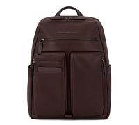 PIQUADRO, Computer backpack with iPad® compartment, loop for wearable tail light, pocket for bottle and RFID anti-fraud protection, marrón oscuro, marrón, Talla única, 0 unidades