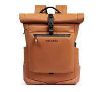 Piquadro - Mochila PC de 14" - Línea Corner 2., Tela Técnica con Insertos de Cuero - Color Beige