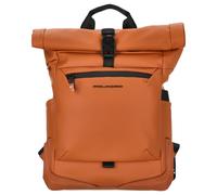 Piquadro - Mochila PC de 14" - Línea Corner 2., Tela Técnica con Insertos de Cuero - Color Beige