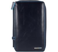 Piquadro Estuche de viaje cuadrado azul de piel 14 cm azul