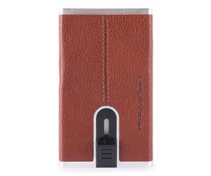 Piquadro Funda cuadrada negra para tarjetas de crédito RFID Piel 6 cm marrón