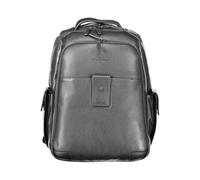 PIQUADRO Ili Mochila de cuero con bolsillos exteriores, Negro, M, Negocios