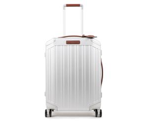 Piquadro Maleta de cabina de aluminio con 4 ruedas, 55 cm plateado