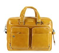 Piquadro Maletín azul cuadrado III Piel 39 cm Compartimento para portátil amarillo