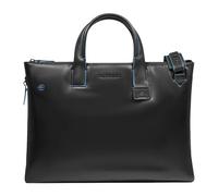 Piquadro Maletín cuadrado azul Piel 42 cm Compartimento para portátil negro