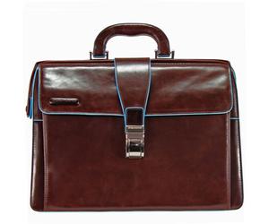 Piquadro Maletín Sqare Doctor Azul Piel 36 cm marrón