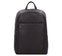 Piquadro Mochila cuadrada negra Piel 44 cm Compartimento para portátil marrón