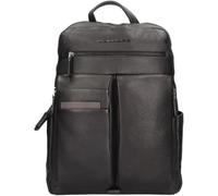 Piquadro- Mochila de cuero con compartimento para portátil- Bags- Hombre- Negro- ONE SIZE- Mochila de cuero con compartimento para portátil