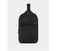 Piquadro Mochila de nylon reciclado y piel en negro con asa única. Negro