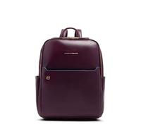Piquadro - Mochila de Piel Porta PC 14" - Hombre - Burdeos | Protección antifraude RFID, Protección antigolpes, Bolsillo para auriculares, Alojamiento tablet, Oficina y viaje, Uso diario
