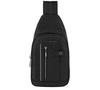 Piquadro - Mochila de Un Hombro con LED en Piel y Tejido - Hombre - Negro