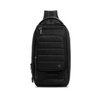 Piquadro - Mochila de Un Hombro Porta Tablet Expansible - Hombre - Negro | Piel y tejido, Protección antifraude RFID, Resistente al agua, Bolsillo para auriculares, Oficina y tiempo libre