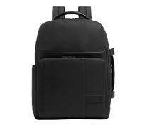 Piquadro - Mochila de viaje 15,6" Soporte para PC - Cuero y tela, portabotellas, compatible con AirPods®, RFID - Negro