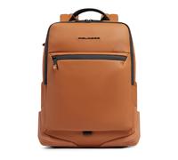Piquadro - Mochila resistente al agua - Soporte para PC de 14" y compatible con iPad, tejido técnico impermeable, RFID, correa de esternón - color cuero