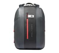 Piquadro - Mochila Para PC 15,6" Expansible en Piel - Hombre - Gris Negro | Enganche para trolley, Volumen extra, Tirantes acolchados, Compartimentos organizados, Oficina, Uso diario