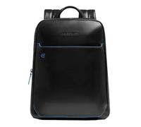 Piquadro - Mochila para portátil Blue Square de 14" - Cuero de alta calidad - Negra - Unisex