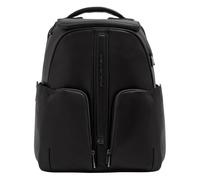 Piquadro Victor Mochila de día Bloqueo RFID Piel natural 43 cm Compartimento para laptop negro