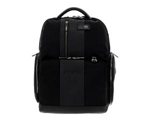 Piquadro - Mochila para portátil Fast-Check de 15,6" en Cuero y tela - Negro - Hombre