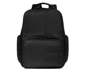 Piquadro - Mochila para portátil Fast-Check de 15,6" para hombre en Cuero y tela - Negro
