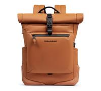 Piquadro - Mochila PC de 14" - Línea Corner 2., Tela Técnica con Insertos de Cuero - Color Beige