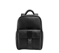 Piquadro - Mochila Porta PC 14" de Dos Compartimentos - Hombre - Negro | En piel, Protección antigolpes, Bolsillo para paraguas o botella, Oficina y viaje, Uso diario, Tirantes ergonómicos