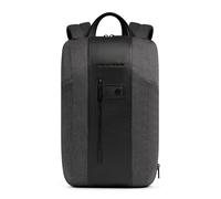 Piquadro - Mochila Slim Extensible - Tela y Cuero Reciclados, Soporte para PC de 15,6", con compartimento para iPad, Bolsillo para AirPods, RFID - Color gris
