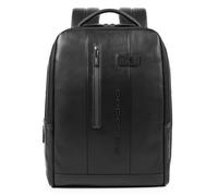Piquadro - Mochila para portátil de 15,6" - Cuero de primera calidad - Negro - Hombre
