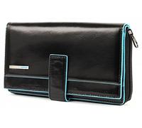 Piquadro Cartera cuadrada azul de piel RFID 17,5 cm negro