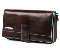 Piquadro Portafoglio Donna,portamonete,c.di credito Pelle, Accesorio de Viaje-Billetera Unisex Adulto, Marrón (Mogano), 18 cm