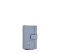 Piquadro - Portatarjetas automáticas para Mujer - Metal y Cuero, 2 Compartimentos, protección RFID - Mujeres - Azul Claro