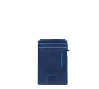Piquadro - Portatarjetas automático con portadocumentos - Aluminio y Cuero, 3 portatarjetas, RFID - Unisex - Azul