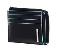 Piquadro Estuche cuadrado azul para tarjetas de crédito de cuero RFID 11 cm negro