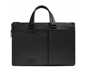Piquadro Russel Maletín Protección RFID Piel 42 cm Compartimento para el portátil negro