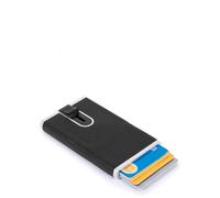 Piquadro - Tarjetero Automático Black Square - Metal y Cuero - Protección RFID, 1 Compartimento Interior - Negro - Hombre