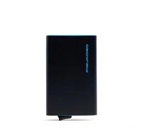 Piquadro - Tarjetero Automático Blue Square - en Metal y Piel - Protección RFID, 1 Ranura para Tarjetas y 1 Compartimento Interior - Color Azul Medianoche - Hombre
