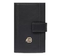 Piquadro - Tarjetero automático Circle para Mujer - Metal y Cuero - Protección RFID, 2 Compartimentos y 1 Ranura para Tarjetas - Negro
