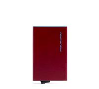 Piquadro Blue Square Credit Card Case Slider RFID Rosso