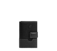 Piquadro Tarjetero automático Hombre Cuero y Tejido Negro