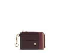 Piquadro - Tarjetero con Llavero de Piel - Mujer - Burdeos y Rosa | Protección antifraude RFID, Monedero, Alojamiento tarjetas, Uso diario, Diseño elegante