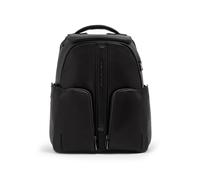 Piquadro Victor Mochila de día Bloqueo RFID Piel natural 43 cm Compartimento para laptop negro