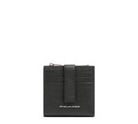 Piquadro - Tarjetero con Monedero para Mujer - Cuero - Protección RFID, 1 Compartimento Interior, 9 Ranuras para Tarjetas - Negro - Mujer