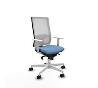 Piqueras y Crespo - Comparativa sillas Oficina: Silla operativa Hornas con Brazos Blancos, Respaldo Regulable, Apoyo Lumbar 1D y Mecanismo sincro 5 Posiciones.