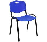 Piqueras y Crespo ISO Plastic Pack de 1 Silla confidente ergonómica, apilable, Multiusos y Estructura en Color Negro Asiento y Respaldo en PVC Color Azul.