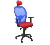 Piqueras Y Crespo (PIQU7) Silla Jorquera Malla Azul Asiento Bali Rojo con cabecero Fijo Oficina, Talla unica