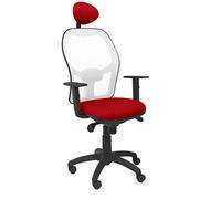 Piqueras Y Crespo (PIQU7) Silla Jorquera Malla Blanca Asiento Bali Rojo con cabecero Fijo Oficina, Talla unica
