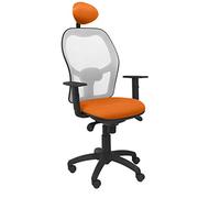 Piqueras Y Crespo (PIQU7) Silla Jorquera Malla Gris Asiento Bali Naranja con cabecero Fijo Oficina, Talla unica
