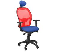 Piqueras Y Crespo (PIQU7) Silla Jorquera Malla roja Asiento Bali Azul con cabecero Fijo Oficina, Talla unica