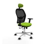 Piqueras y Crespo - Silla Adecuada para Trabajar Jorquera con Brazos 2D, Apoyo Lumbar Regulable en Altura y Cabecero Fijo. Equipado con Sincro/Traslack y Espuma Inyectada. Negro/Pistacho