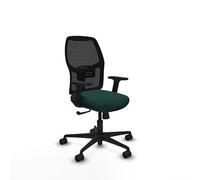 Piqueras y Crespo - Silla Administrativa Alfera con Brazos 2D, Apoyo Lumbar Regulable en Altura. Equipado con Sincro 4 Posiciones y Espuma de Corte. con Ruedas 65Mm Nailon. Negro/Verde Botella