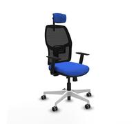 Piqueras y Crespo - Silla Centro de Atención Telefonica Alfera con Brazos 1D, Apoyo Lumbar Regulable en Altura y Cabecero Regulable en Altura E Inclinación. Negro/Azul